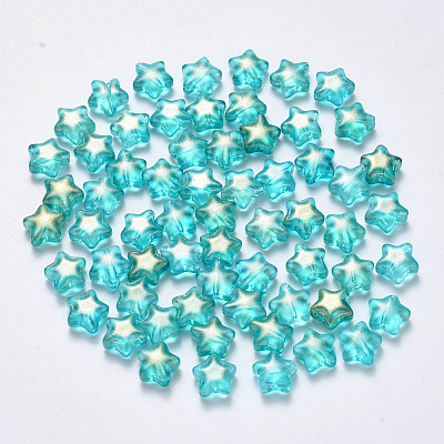 Spray Painted Glass Beads GLAA-R211-04-D07-1