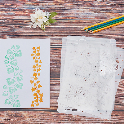 8Pcs 8 Style Plastic Drawing Painting Stencils Templates DIY-GF0004-82-1