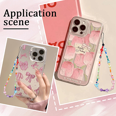 2Pcs Resin Beaded Mobile Phone Lanyard Wrist Strap HJEW-GF0001-47B-1