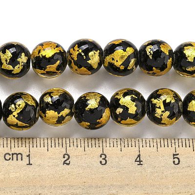 Handmade Silver/Gold Foil Lampwork Beads Strands LAMP-L079-07D-1