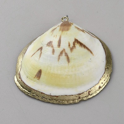 Electroplated Shell Pendants SHEL-WH20001-02G-03-1