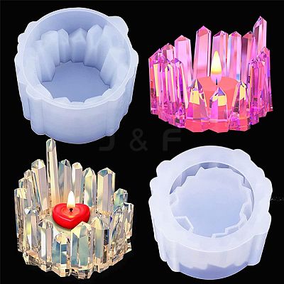 DIY 3D Crystal Cluster Candle Holder Silicone Molds DIY-C066-01-1