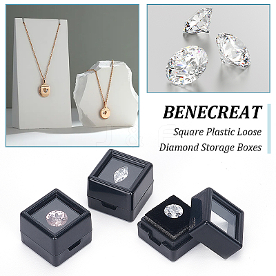 Cube Plastic Loose Diamond Storage Boxes CON-WH0095-49B-1