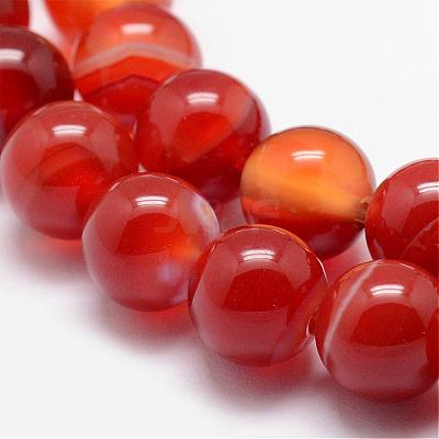 Natural Striped Agate/Banded Agate Bead Strands G-K166-13-8mm-08-1