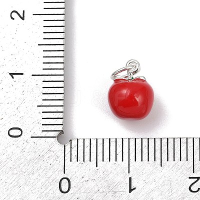 Teachers' Day Fine Silver Red Enamel Fruit Charms STER-F060-01S-03-1