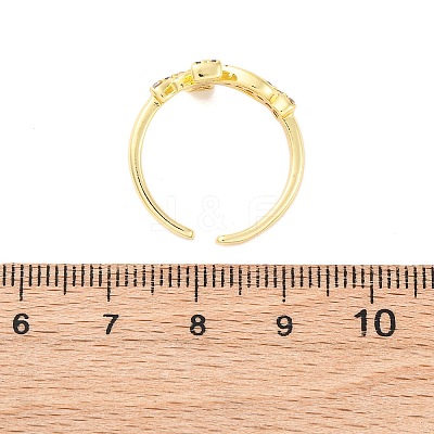 Brass Micro Pave Clear Cubic Zirconia Cuff Rings for Women RJEW-U047-08G-1