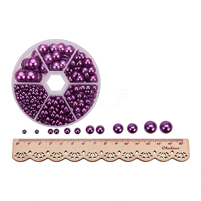 Medium Orchid Imitation Pearl Beads Assorted Mixed Sizes 4-12mm Flat Back Pearl Cabochons SACR-PH0001-47-1
