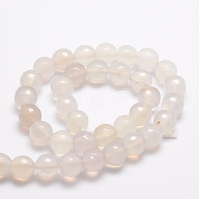 Dyed Natural White Agate Faceted Round Beads Strands G-E320B-10mm-06-1