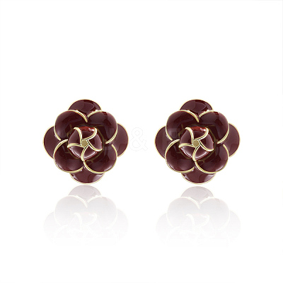 Brass Flower Stud Earrings EJEW-A121-20G-1