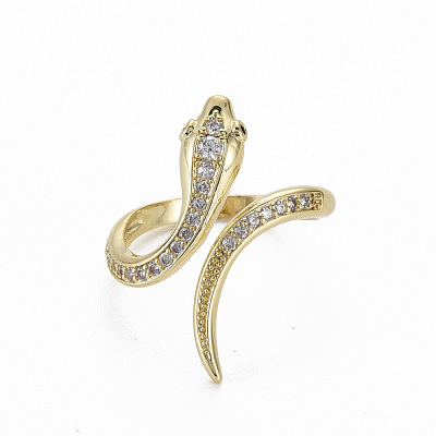 Brass Micro Pave Clear Cubic Zirconia Cuff Rings RJEW-Q164-020-NF-1