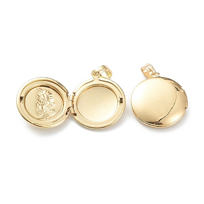 Brass Locket Pendants X-KK-P199-07G-1