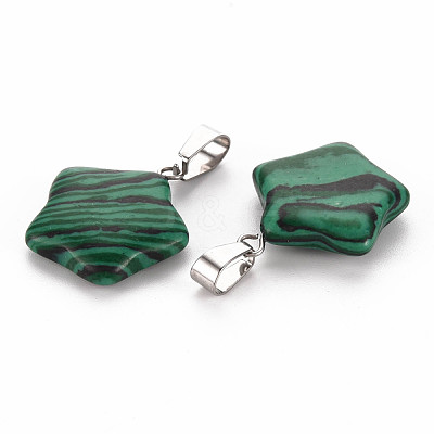 Star Dyed Synthetic Malachite Pendants G-Q367-02-1