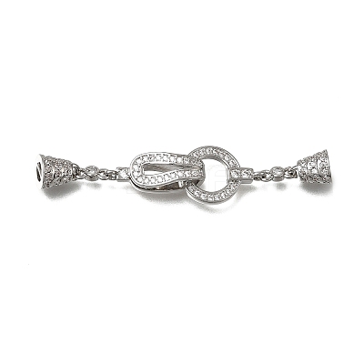 Brass Micro Pave Clear Cubic Zirconia Fold Over Clasps CU-CBA4292-02P-1