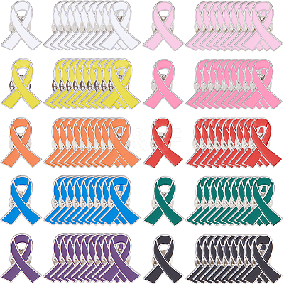160Pcs 10 Colors Breast Cancer Awareness Pink Ribbon Enamel Pin JEWB-FH0003-22-1