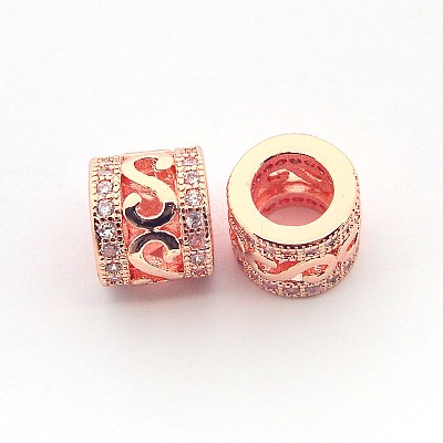 New Items Brass Micro Pave Cubic Zirconia European Beads ZIRC-L007-04-1