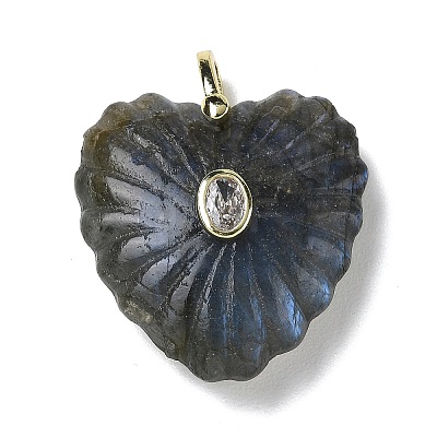 Natural Labradorite Carved Pendants G-C276-01G-10-1