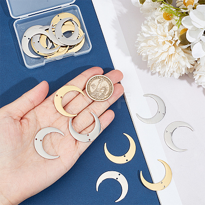 20Pcs 2 Colors 201 Stainless Steel 2-Loop Connector Charms STAS-UN0055-20-1