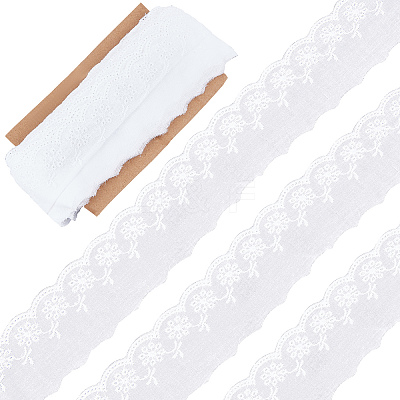 Cotton Hollow Embroidered Lace Trim SRIB-WH0011-052-1