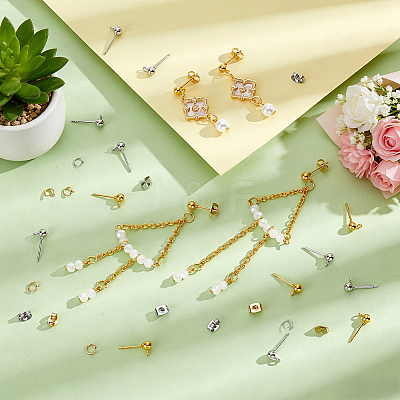 120Pcs 2 Color Iron Ball Stud Earring Findings DIY-UN0004-38-1