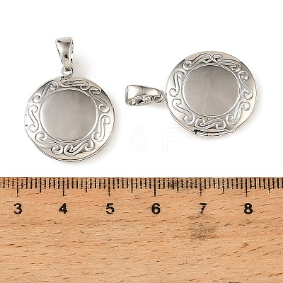 Floral Embossed Brass Locket Pendants KK-CBA7157-05P-1
