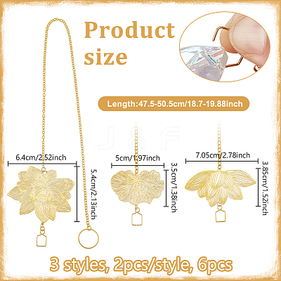 6Pcs 3 Style Brass & Stainless Steel Hanging Ornaments HJEW-NB00311-1