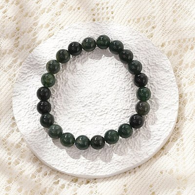 Natural Moss Agate Beads Stretch Bracelets X-BJEW-F380-01-B15-1