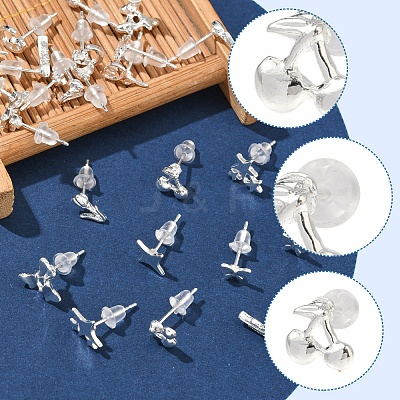 2 Pairs Alloy Stud Earrings for Women EJEW-FS0001-27H-1
