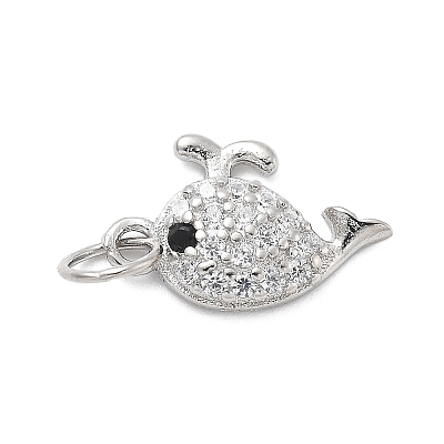 925 Sterling Silver Micro Pave Clear Cubic Zirconia Charms STER-S009-03A-S-1