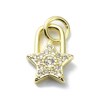 Brass Micro Pave Claer Cubic Zirconia Charms KK-H475-50G-10-1