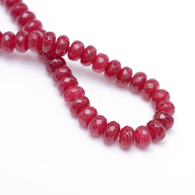 Faceted Rondelle Dyed Natural White Jade Bead Strands X-G-R343-4x6-07-1