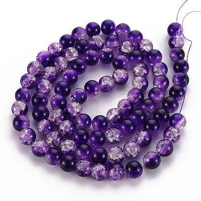 Baking Paint Transparent Crackle Glass Round Bead Strands DGLA-Q018-10mm-47-1