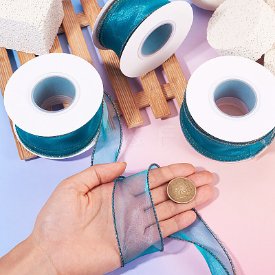 3 Rolls Polyester Organza Ribbons SRIB-TA0001-26B-1