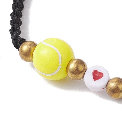 Sport Theme Acylic & Alloy Braided Bead Bracelet BJEW-JB10122-03-1