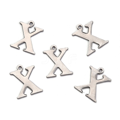 Tarnish Resistant 304 Stainless Steel Alphabet Charms STAS-H122-X-P-1