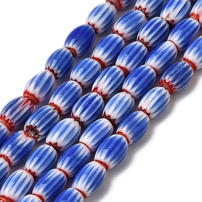 Handmade Millefiori Glass Oval Beads Strands LK-Z001-02A-06-1