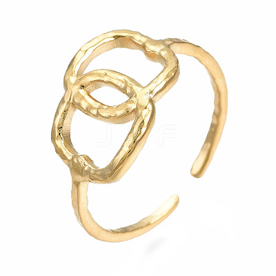 304 Stainless Steel Interlocking Oval Open Cuff Ring X-RJEW-T023-79G-1
