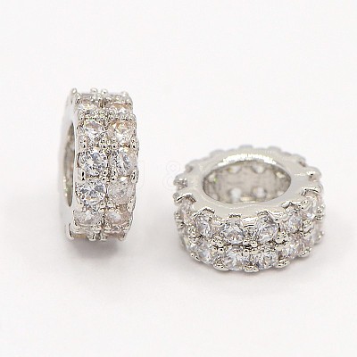 Brass Micro Pave Cubic Zirconia European Beads ZIRC-D026-07-1