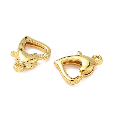 Heart Brass Lobster Claw Clasps KK-H523-06G-1