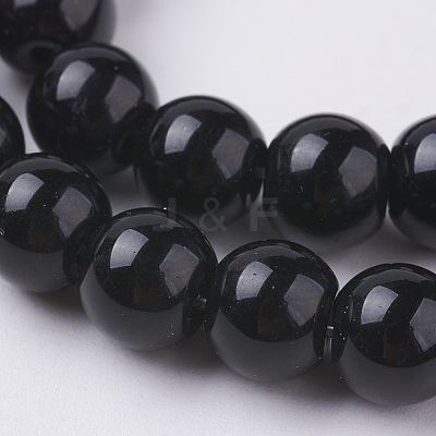 Synthetic Black Stone Beads Strands G-G088-8mm-1