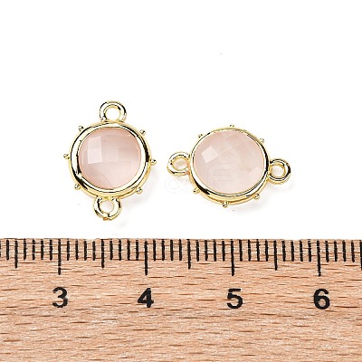 Brass Natural Rose Quartz Connector Charms KK-Z096-01G-02-1