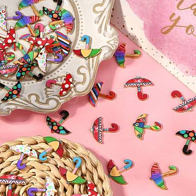 40Pcs 8 Colors Printed Alloy Enamal Pendants ENAM-CJ0002-62-1
