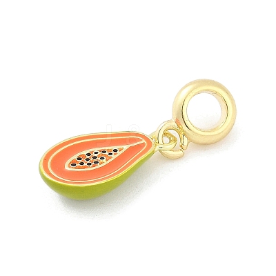 Brass Enamel Fruit European Dangle Charms X-KK-Z090-08G-09-1