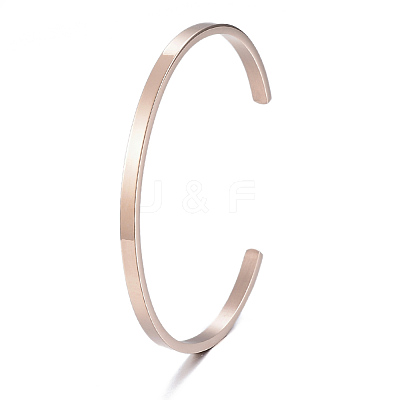 Ion Plating(IP) 304 Stainless Steel Cuff Bangles BJEW-K173-02RG-1