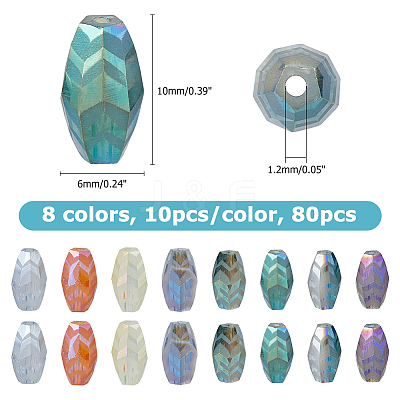 80Pcs 8 Colors Transparent Electroplate Glass Beads EGLA-HS0001-03-1