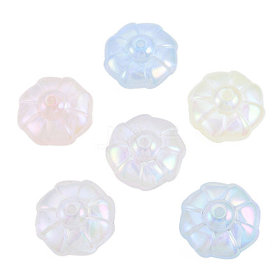 Rainbow Iridescent Plating Acrylic Beads OACR-N010-071-1
