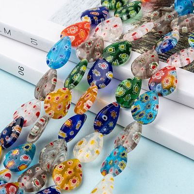Handmade Millefiori Glass Beads Strands LK-R004-08-1