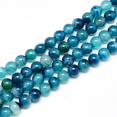 Natural Striped Agate/Banded Agate Beads Strands X-G-R003-03-1