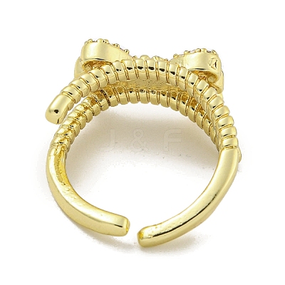 Brass Micro Pave Cubic Zirconia Cuff Ring RJEW-E296-08G-1