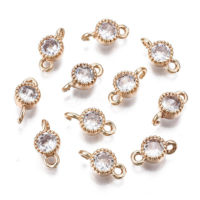Brass Micro Pave Clear Cubic Zirconia Links Connectors KK-S359-145B-RS-1