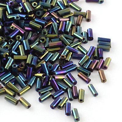 Plated Glass Bugle Beads SEED-R012-705-1